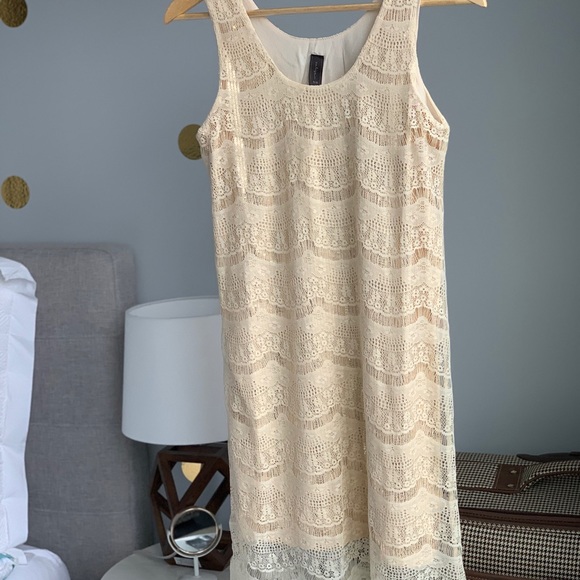 Lace & Gold Sequin Dress - Picture 1 of 6